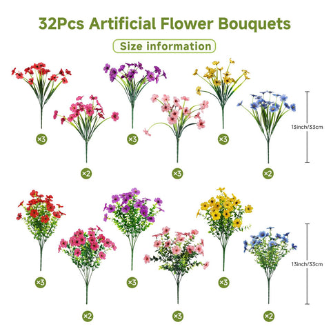 Alupssuc silk flowers for outdoors; realistic look without watering or fading.