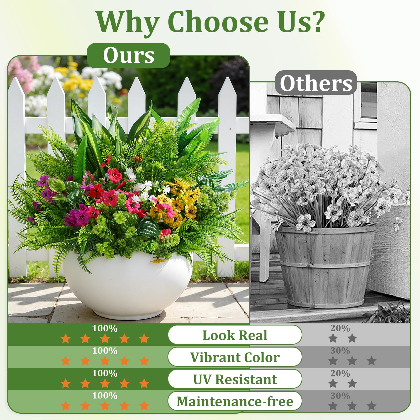 Alupssuc outdoor accents with flexible stems for easy shaping.
