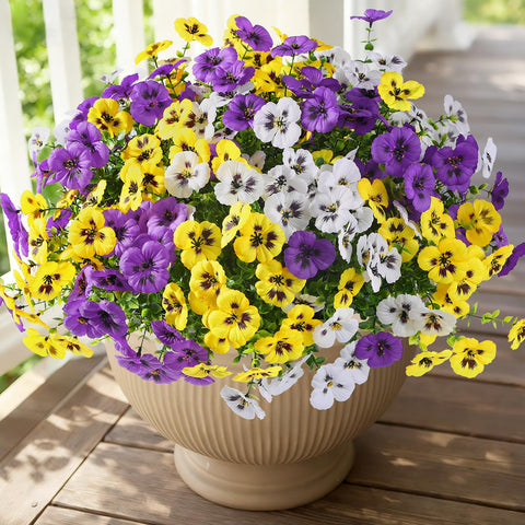 Alupssuc silk texture eucalyptus pansies for natural-looking year-round décor.