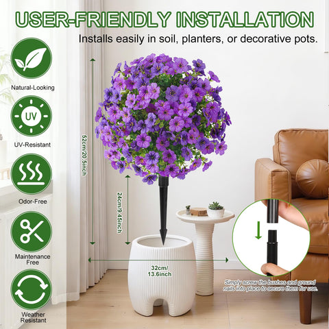 Alupssuc topiary ball ground spikes anchoring the display securely.