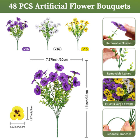 Alupssuc UV-resistant, waterproof pansies maintain vibrant color through seasons.