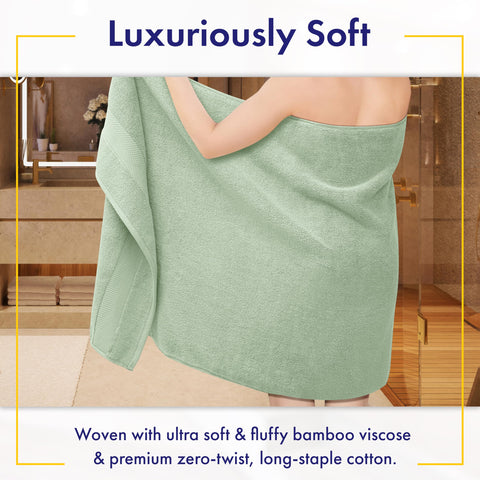 Alusa Home bamboo viscose towels folded to reveal soft texture