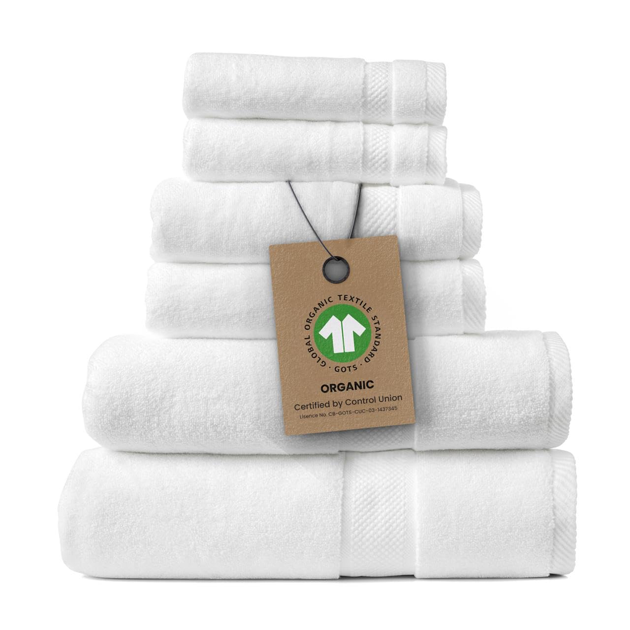 Alusa Home bath towels 6pc set in white, plush and absorbent
