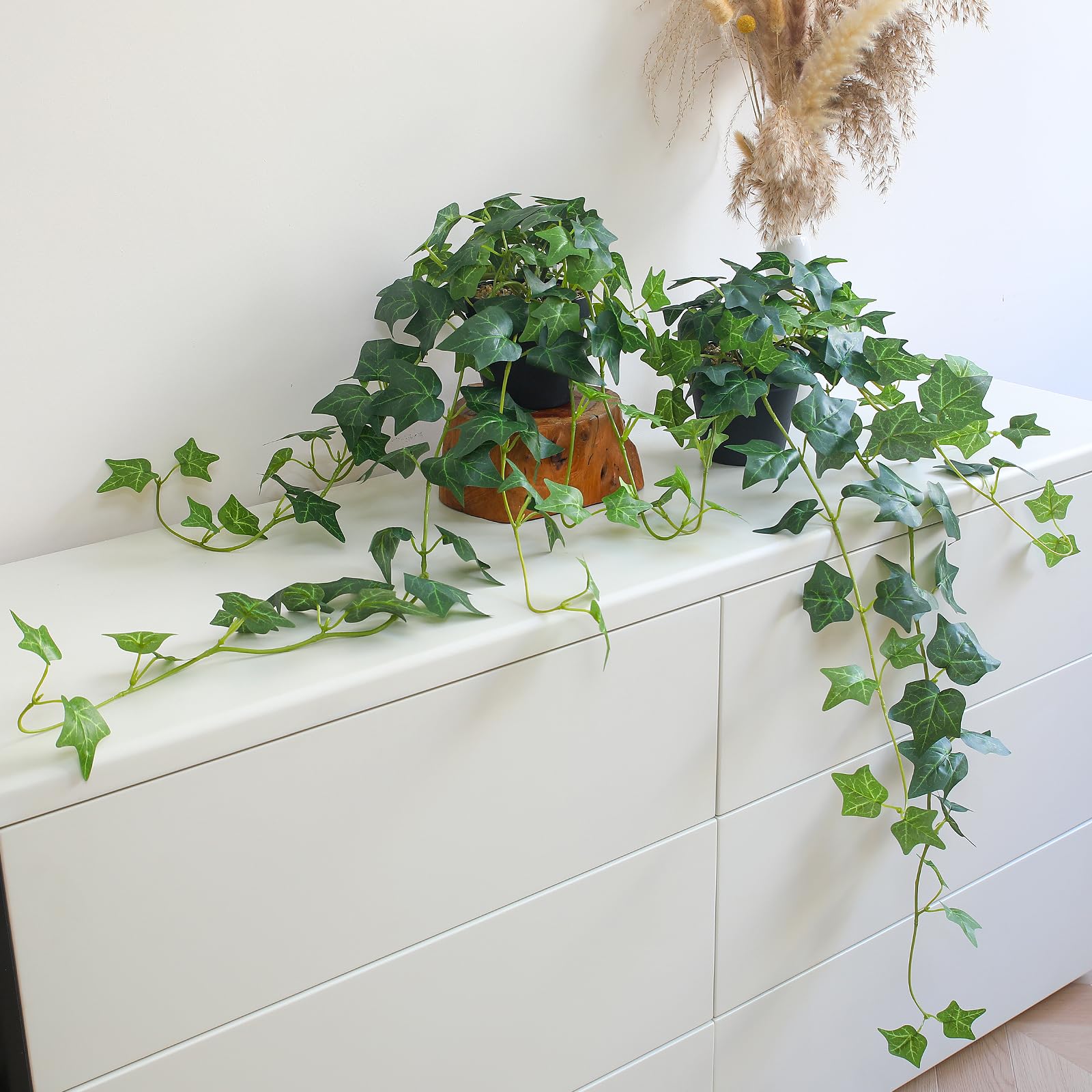 Alyptus fake English ivy plants in pots, lifelike greenery for home decor and display