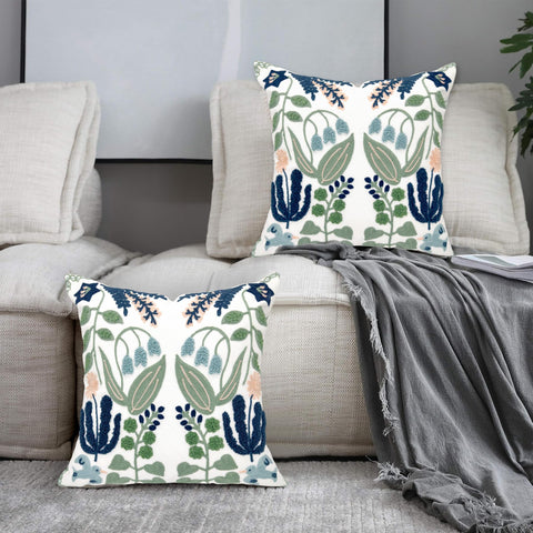 Alysheer navy-blue green flowers and leaves pattern enhances farmhouse decor.