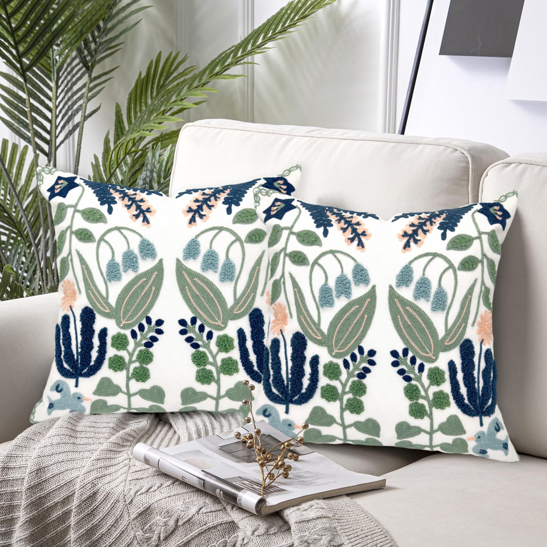 Alysheer 18x18 navy blue floral pillow cover complements beds and couches