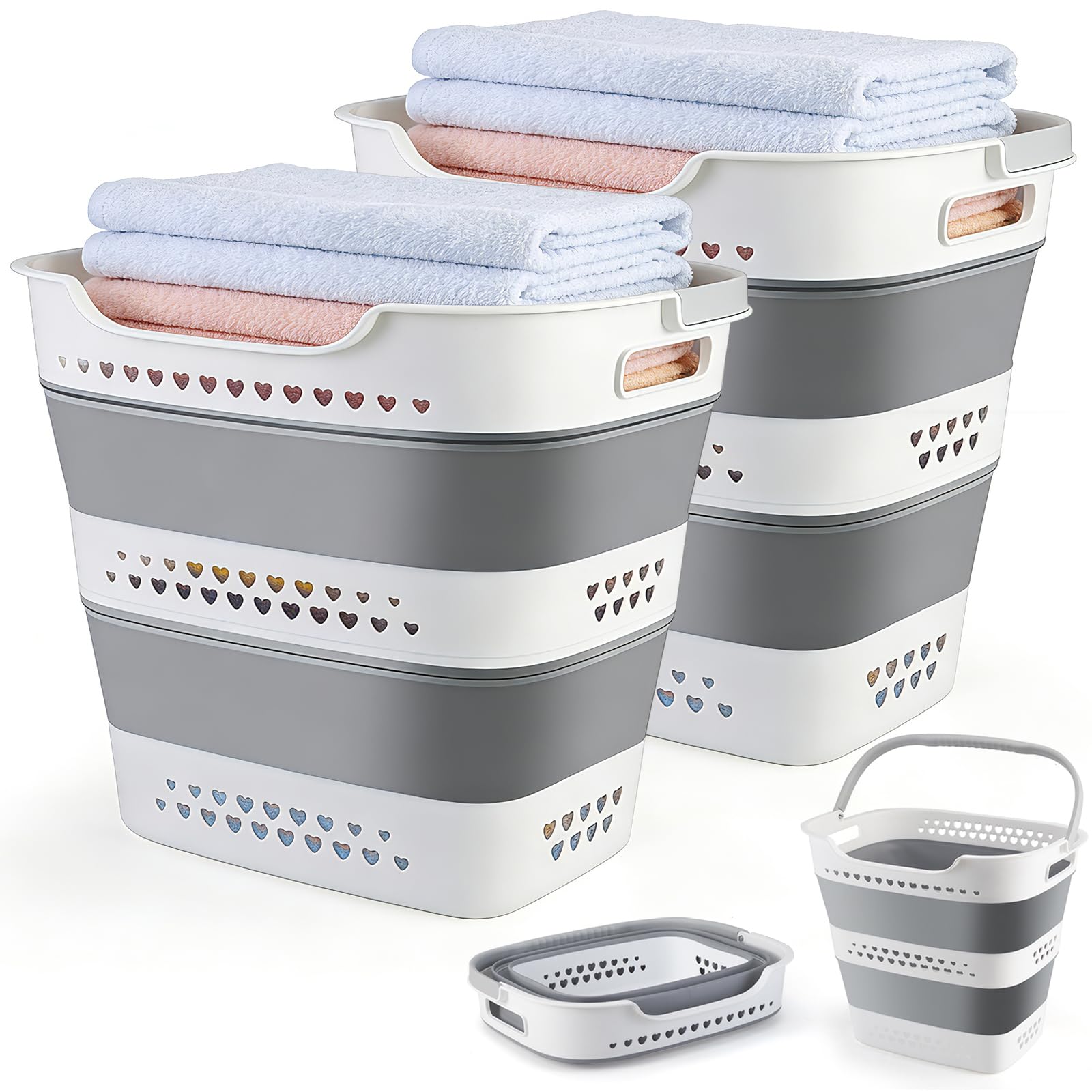 ALYSTER collapsible laundry basket closed for compact storage and space-saving ease.