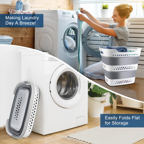 ALYSTER collapsible laundry basket open displays roomy interior for larger loads.