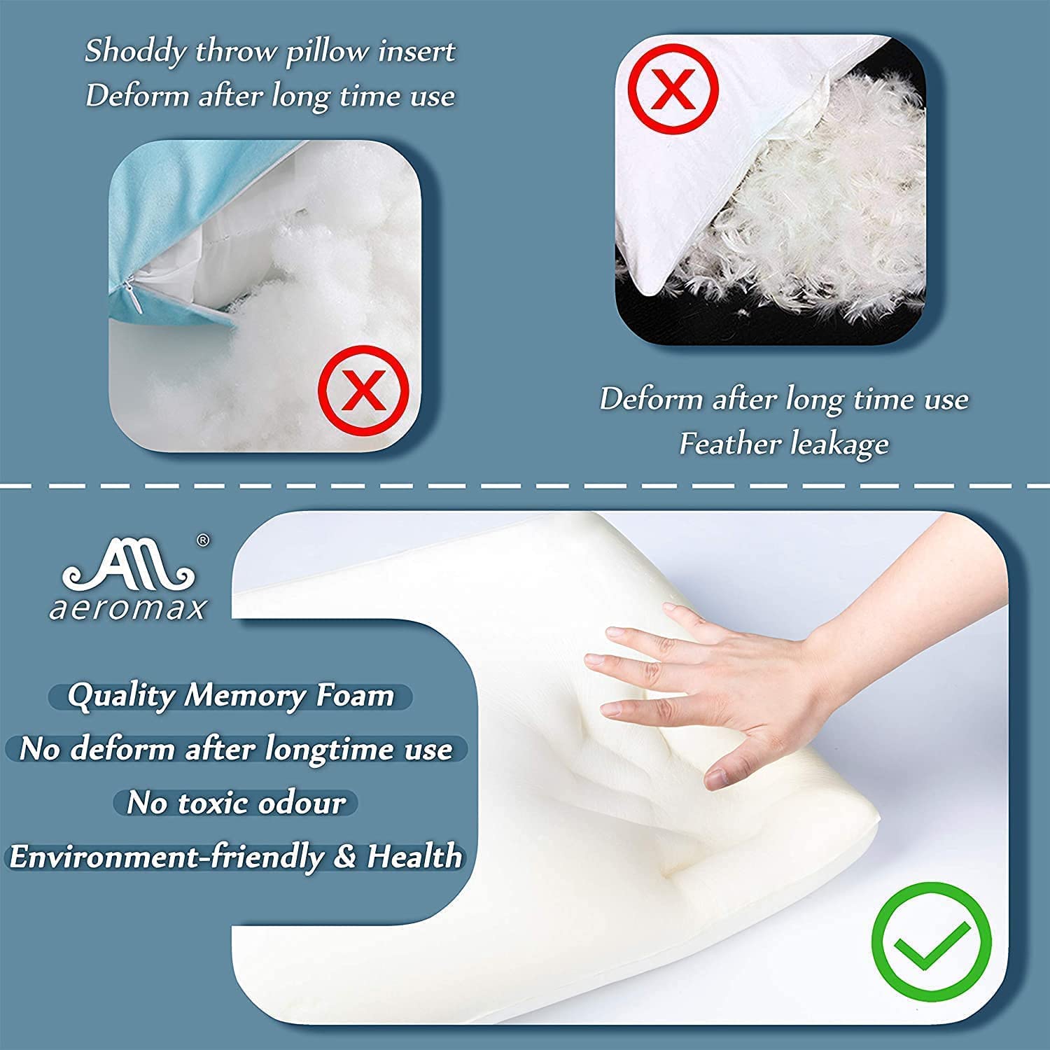 AM AEROMAX decorative rectangular cushion insert adds chic structure.