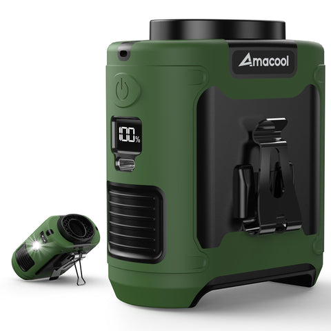 AMACOOL belt clip-on fan for hands-free cooling during outdoor work