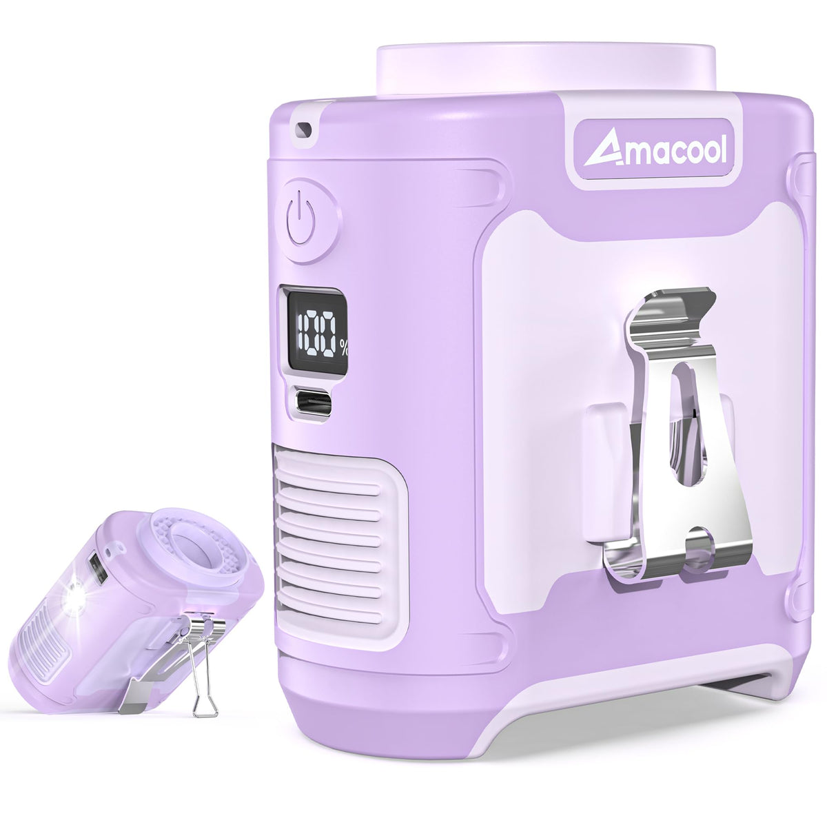AMACOOL belt fan worn on belt delivers hands-free cooling for outdoor work