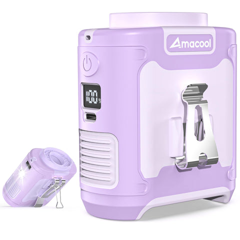 AMACOOL belt fan worn on belt delivers hands-free cooling for outdoor work