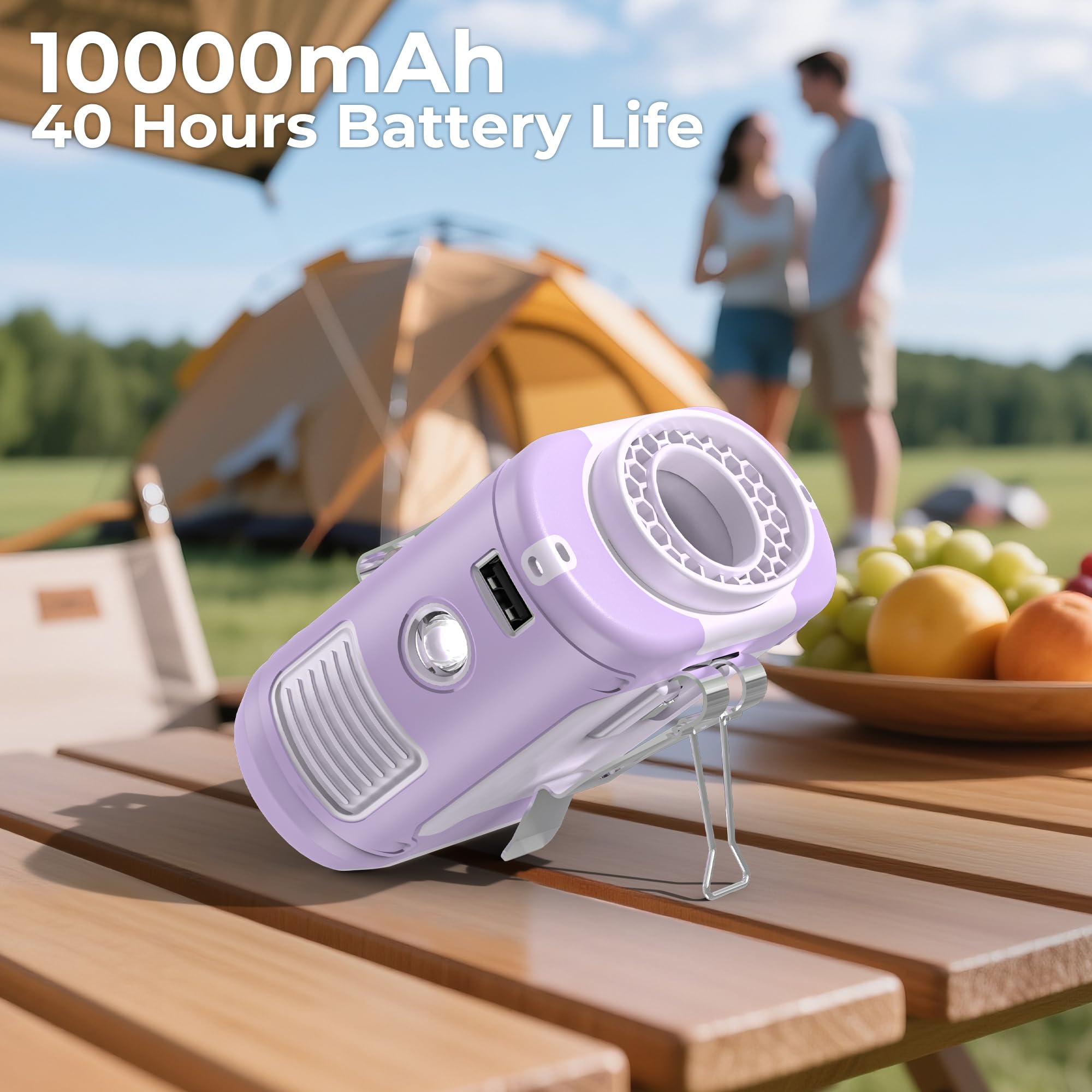 AMACOOL clip-on fan with LED display shows battery level for easy charging