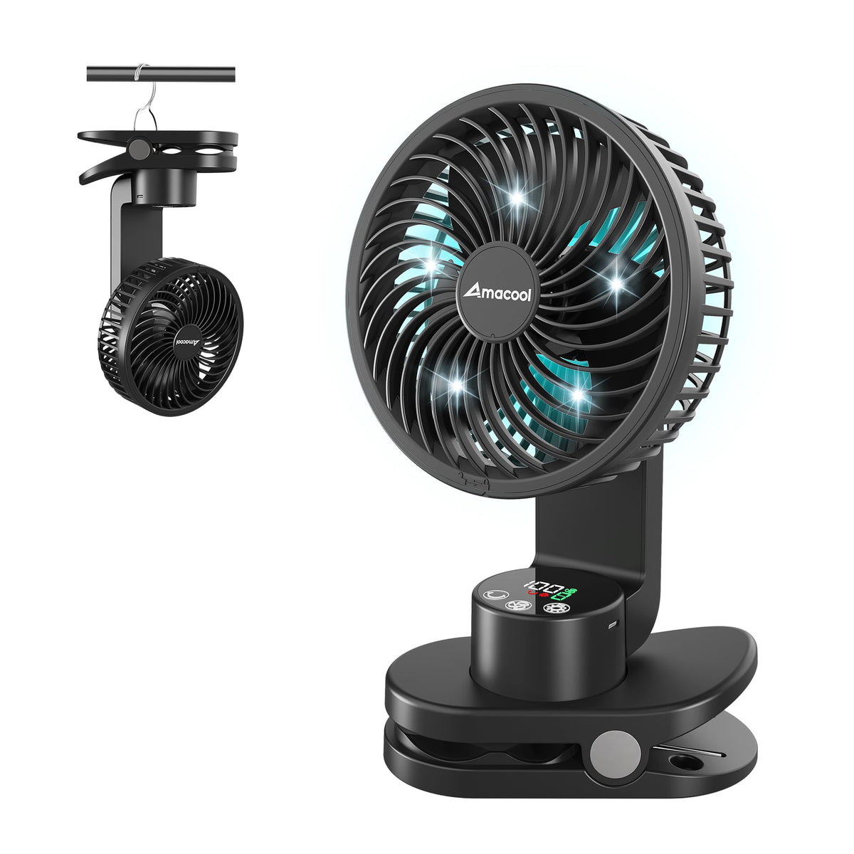 AMACOOL desk fan compact design provides portable cooling on any desk