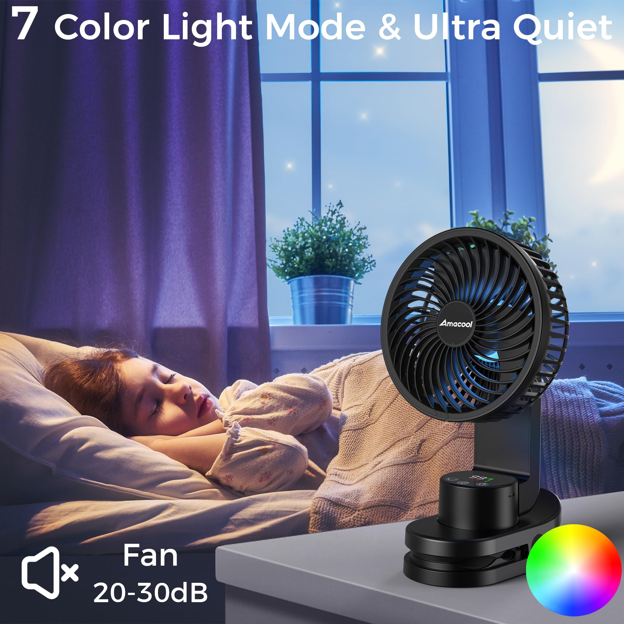 AMACOOL desk fan tilt and oscillation deliver broad airflow coverage
