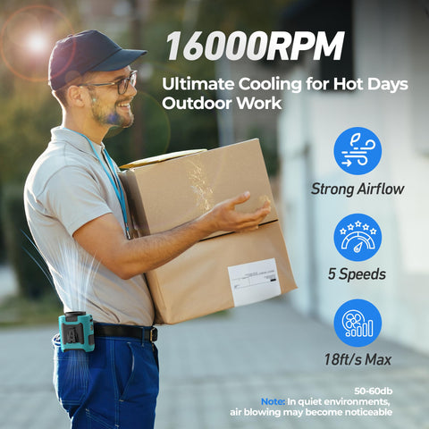 AMACOOL high-speed airflow visual showing up to 16000 RPM performance