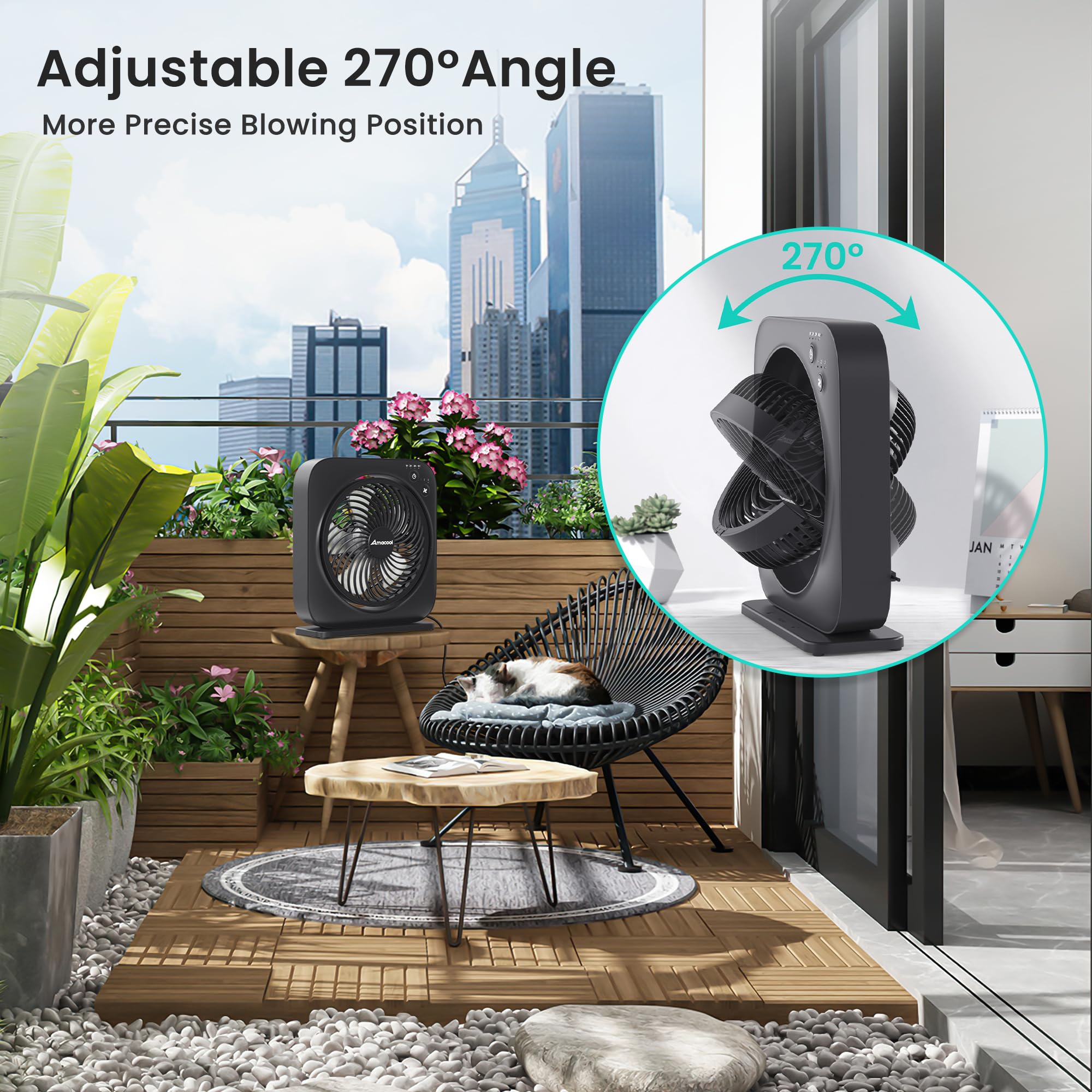 AMACOOL 270 degree pivot directs airflow precisely.