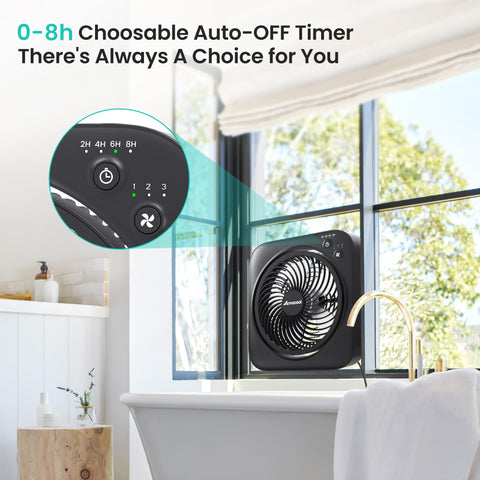 AMACOOL fan with 8 hour timer enabling flexible cooling sessions.