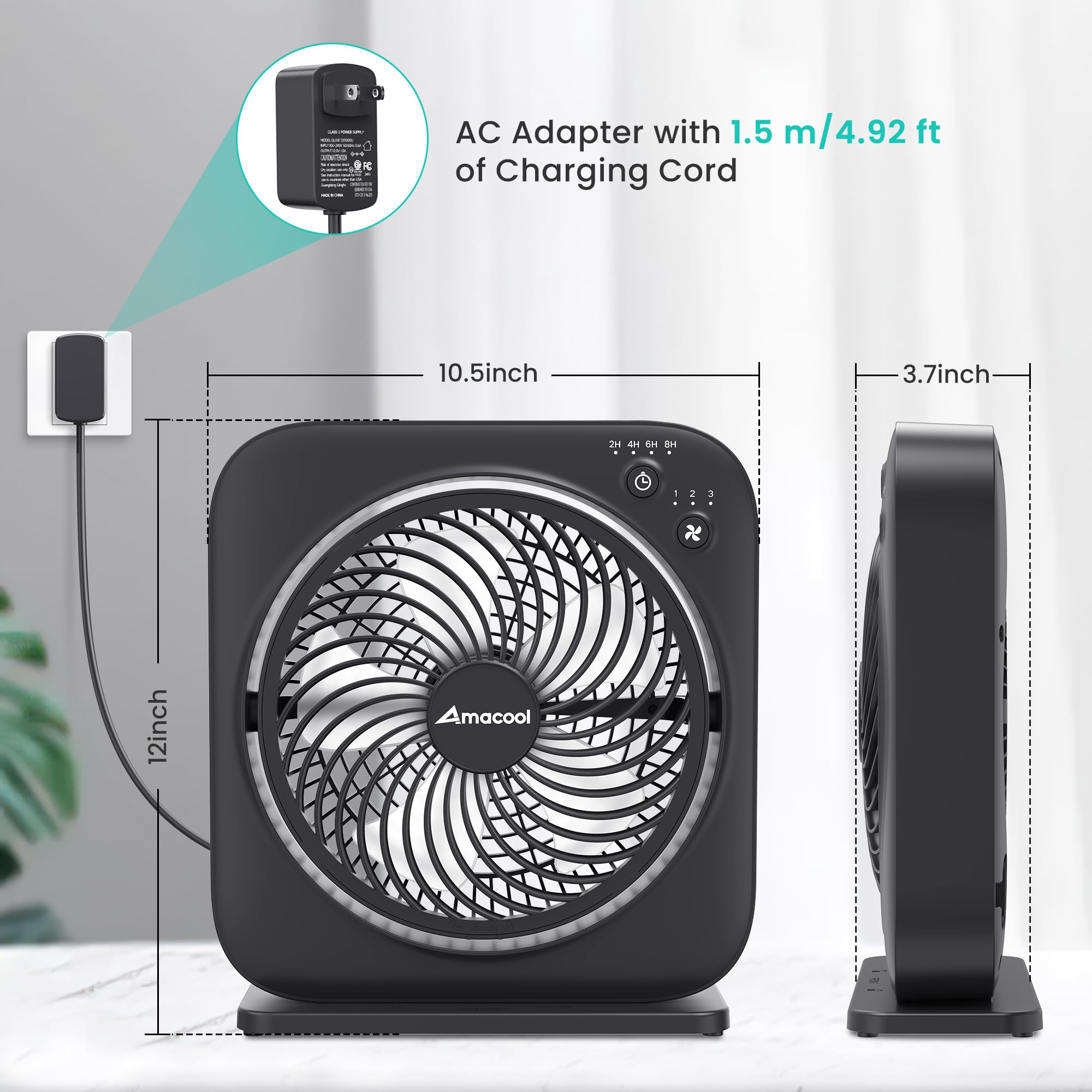 AMACOOL with AC adapter included for plug and play.