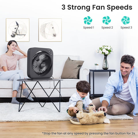 AMACOOL table fan angle adjustment with 270 pivot for versatile airflow.