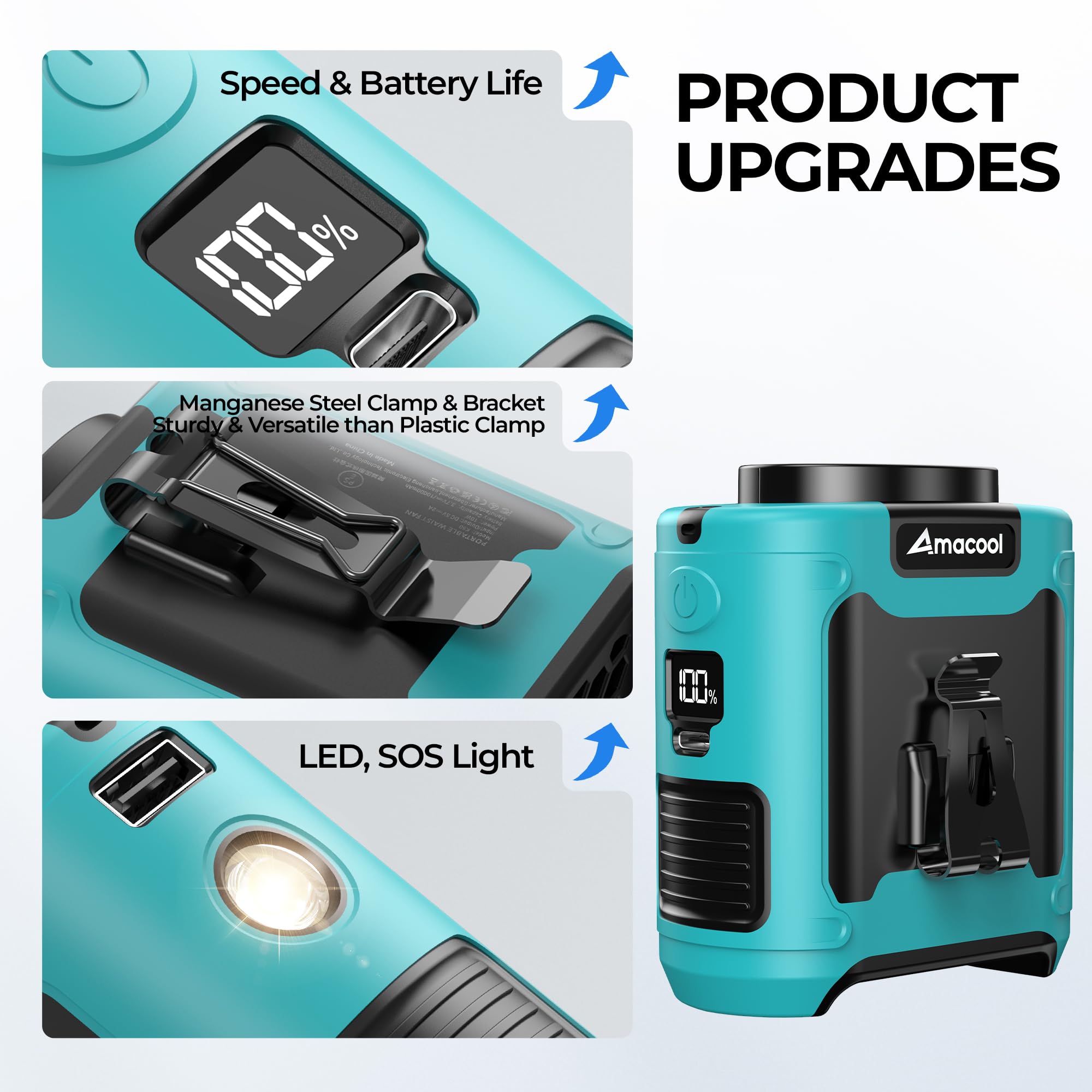 AMACOOL USB charging port allows charging while cooling
