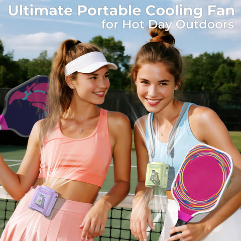 AMACOOL waist clip fan in action cools you efficiently while commuting or at a job site