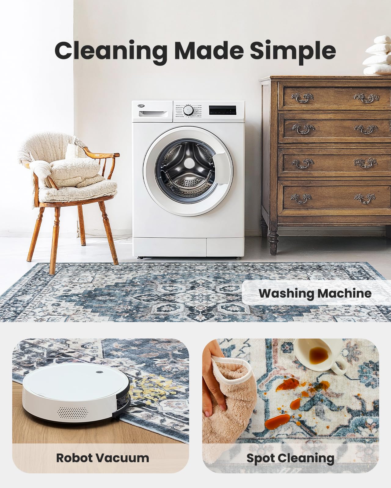 AMADA HOMEFURNISHING 2x6 washable runner rug under-door usage in busy entry.