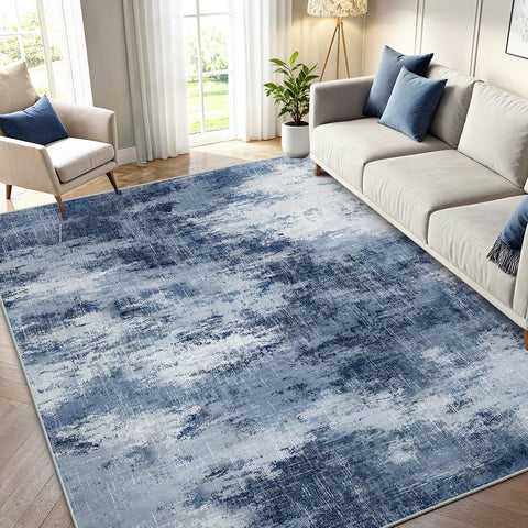 AMADA HOMEFURNISHING 5x7 rug with abstract pattern enhances living space.