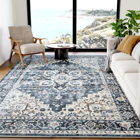 AMADA HOMEFURNISHING 5x7 rug with non-slip backing keeps living room in place on slick floors