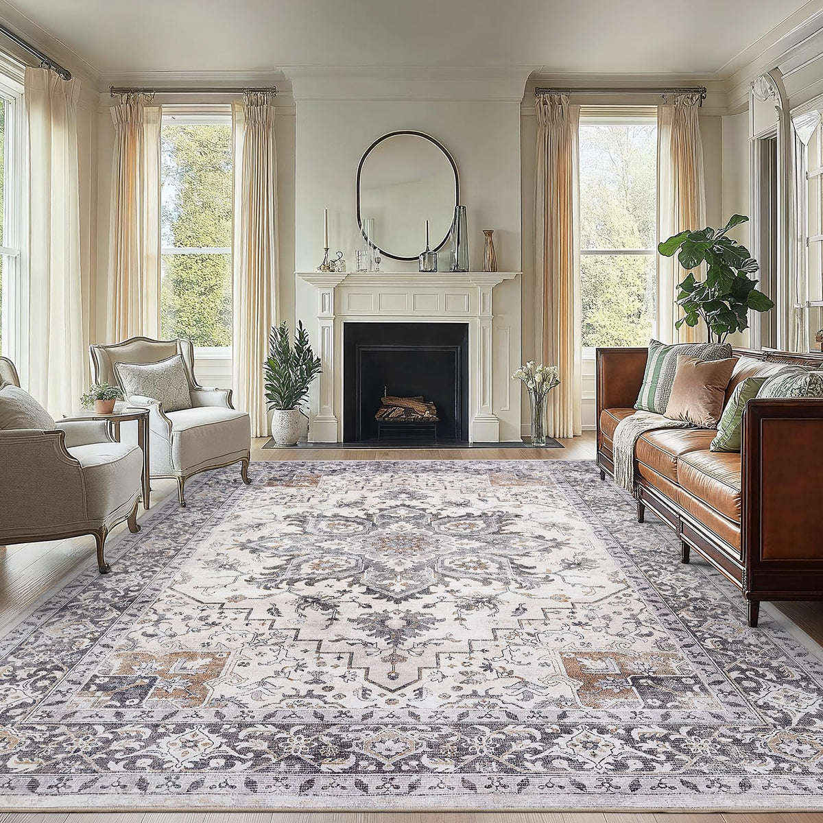 AMADA HOMEFURNISHING 8x10 rug front view with wide coverage and vintage charm.