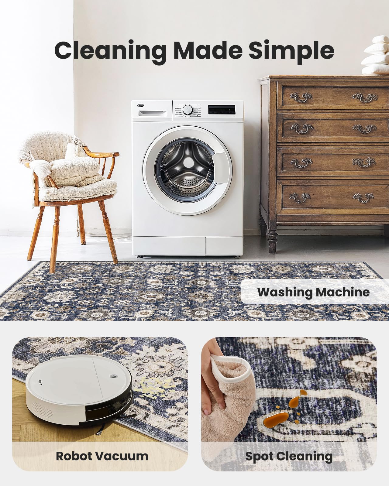 AMADA HOMEFURNISHING close-up reveals soft texture and comfortable underfoot.
