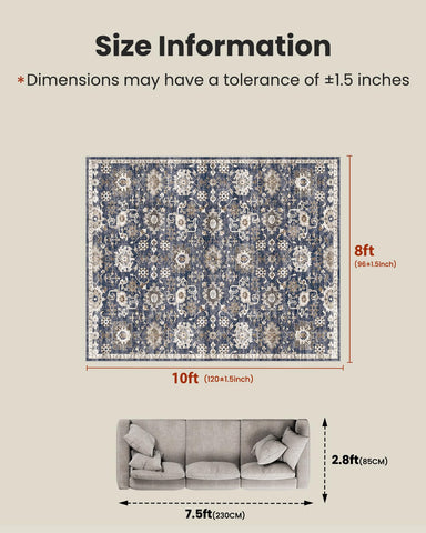 AMADA HOMEFURNISHING rug with non-slip backing stays in place on tile.