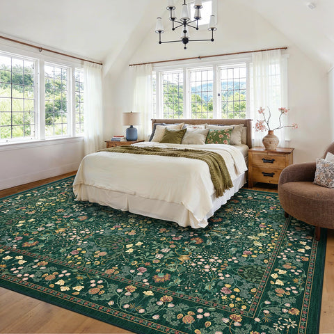 AMADA HOMEFURNISHING 8x10 washable rug being vacuumed for easy maintenance