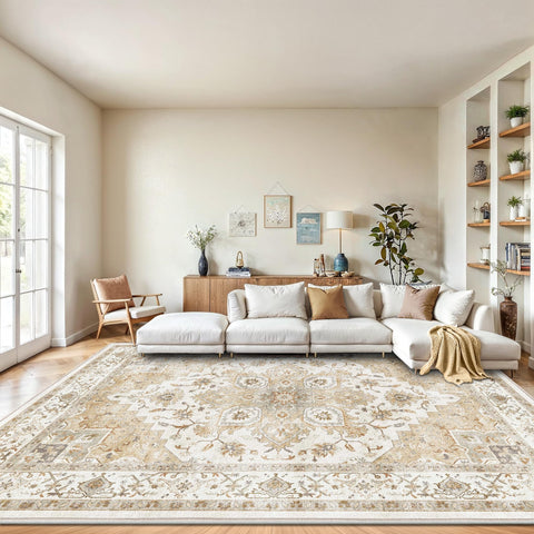 AMADA HOMEFURNISHING 9x12 area rug with machine washable design for quick cleanup