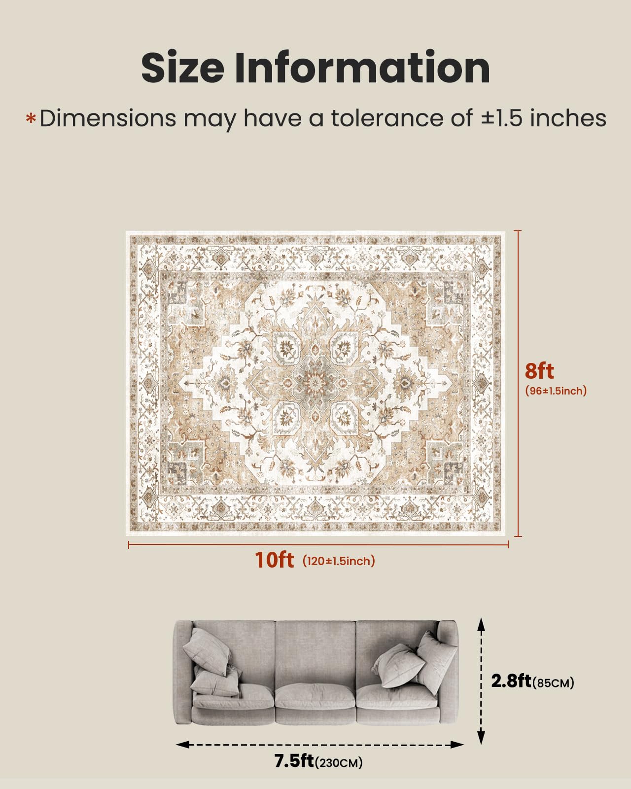 AMADA HOMEFURNISHING Amada rug shows non-slip backing for secure placement