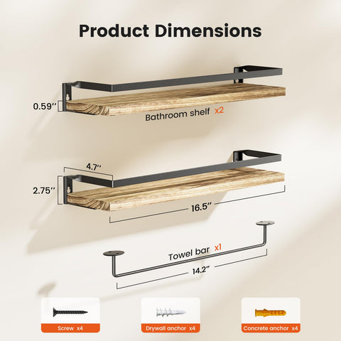 AMADA HOMEFURNISHING bathroom shelves detachable towel bar enables flexible towel storage.