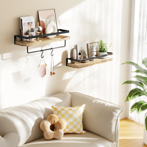 AMADA HOMEFURNISHING bathroom shelves 0.59-inch paulownia wood offers sturdy feel.
