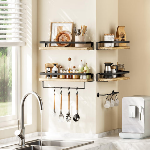 AMADA HOMEFURNISHING bathroom shelves torched finish adds warm rustic charm to any room.
