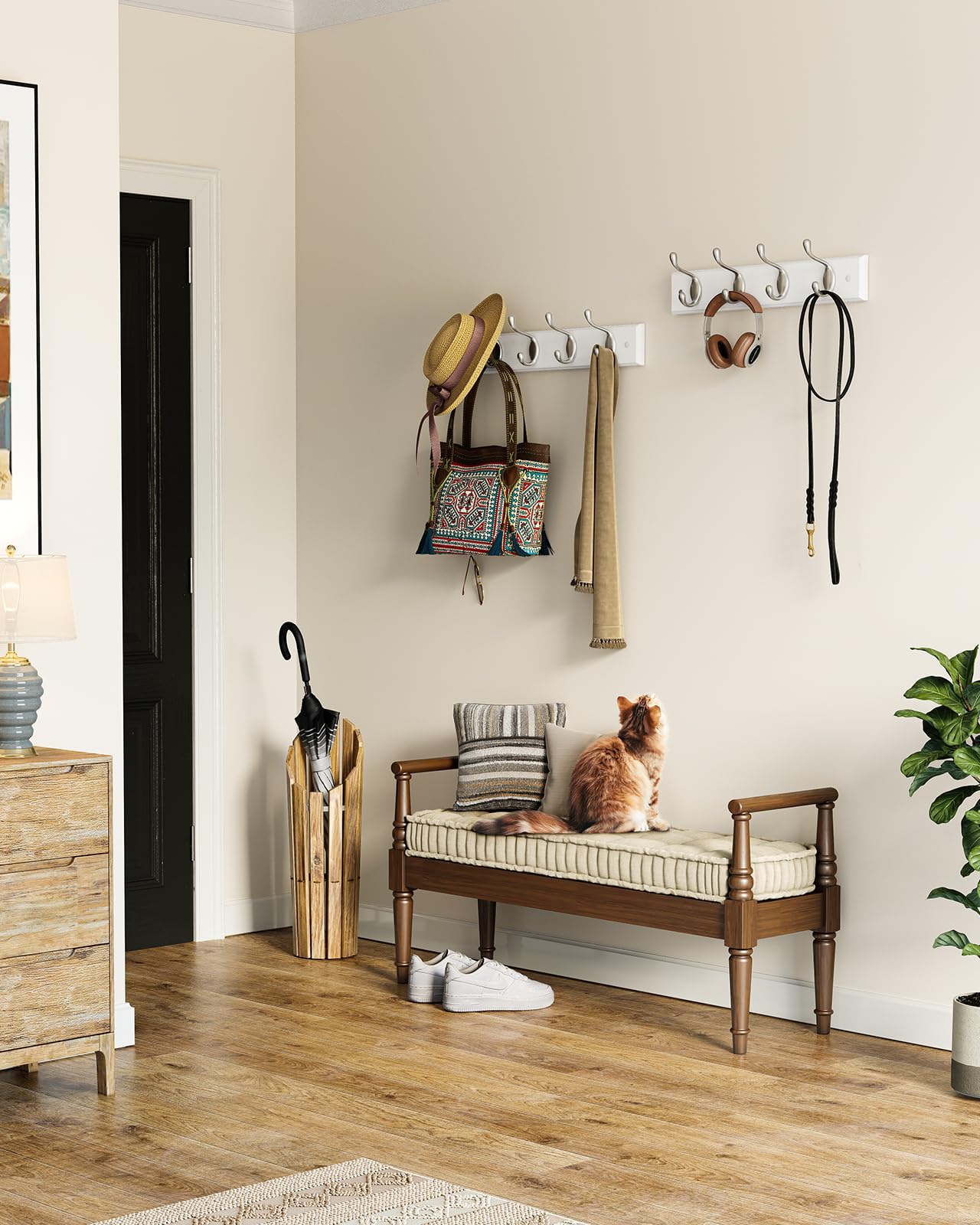 AMADA HOMEFURNISHING coat rack wall mount 2-pack with towels hung