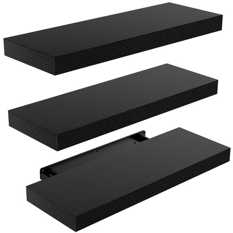 AMADA HOMEFURNISHING floating shelves black set3 AMFS07 for stylish storage and display