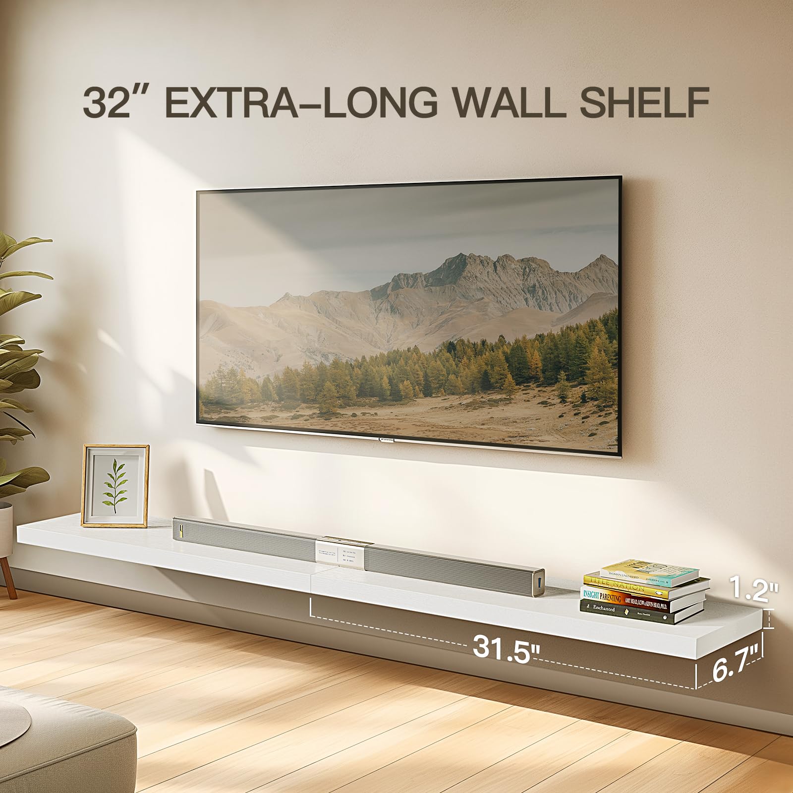 AMADA HOMEFURNISHING floating shelves display photos and decor securely.