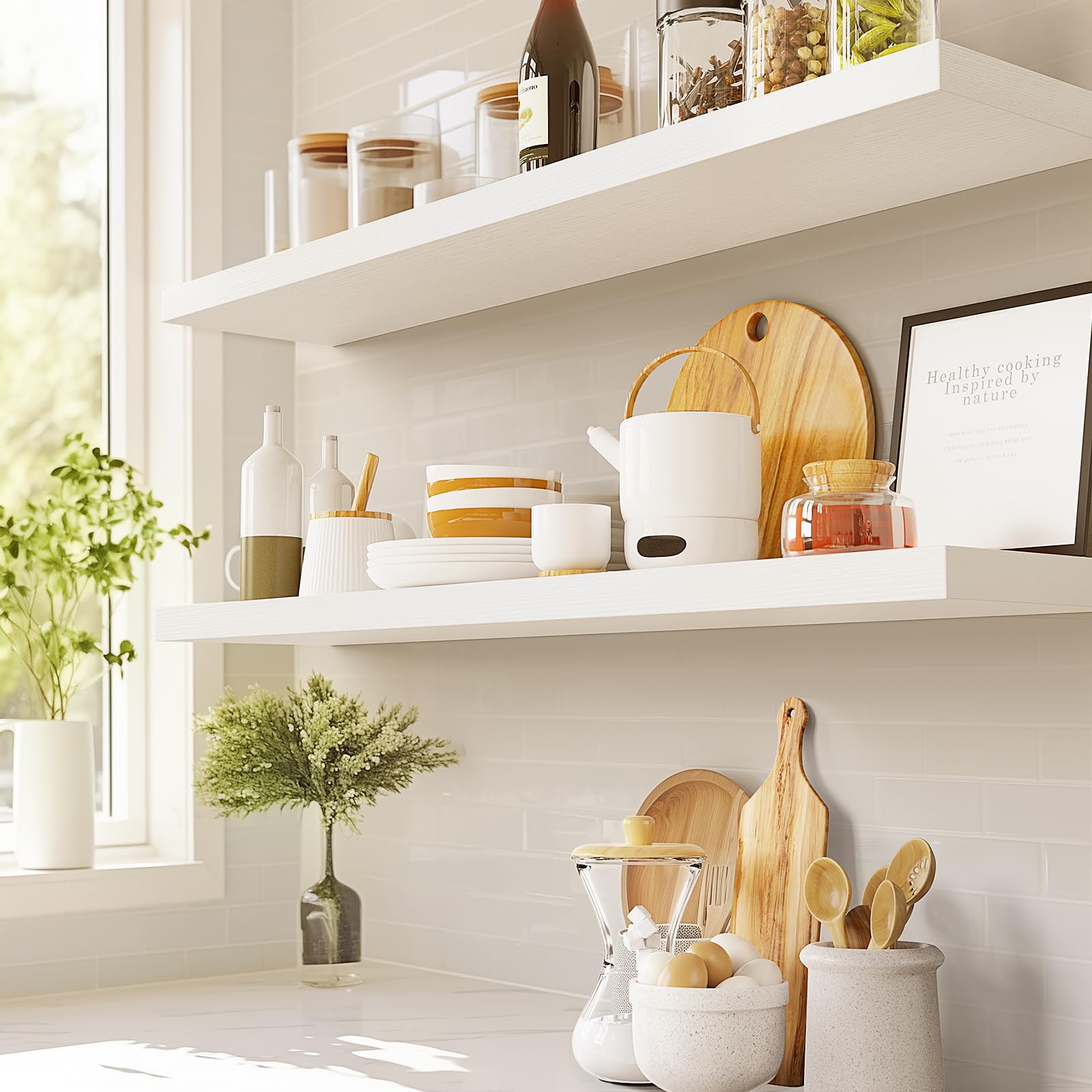 AMADA HOMEFURNISHING floating shelves are easy to install with included hardware.