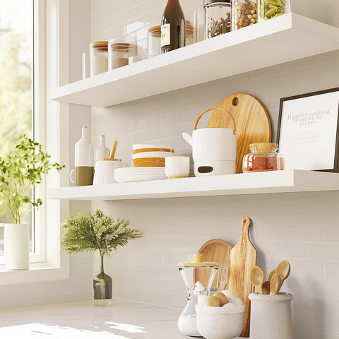 AMADA HOMEFURNISHING floating shelves are easy to install with included hardware.