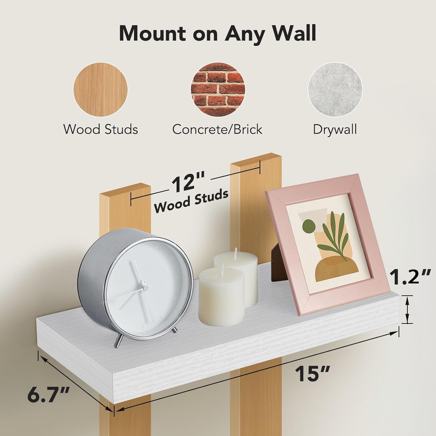 AMADA HOMEFURNISHING white shelves above a desk create tidy workspace.
