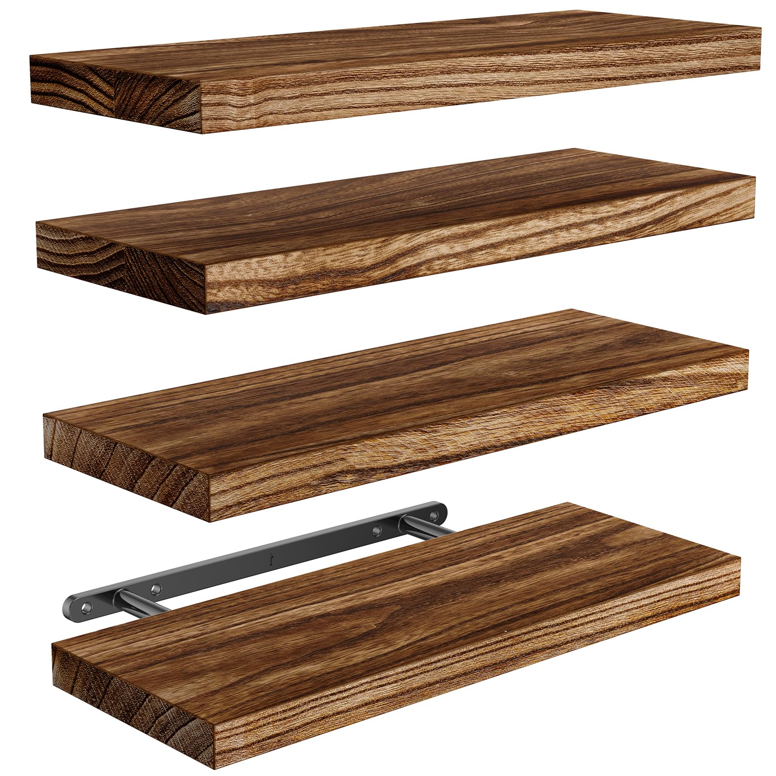 AMADA HOMEFURNISHING paulownia wood wall shelves with natural finish for durable storage