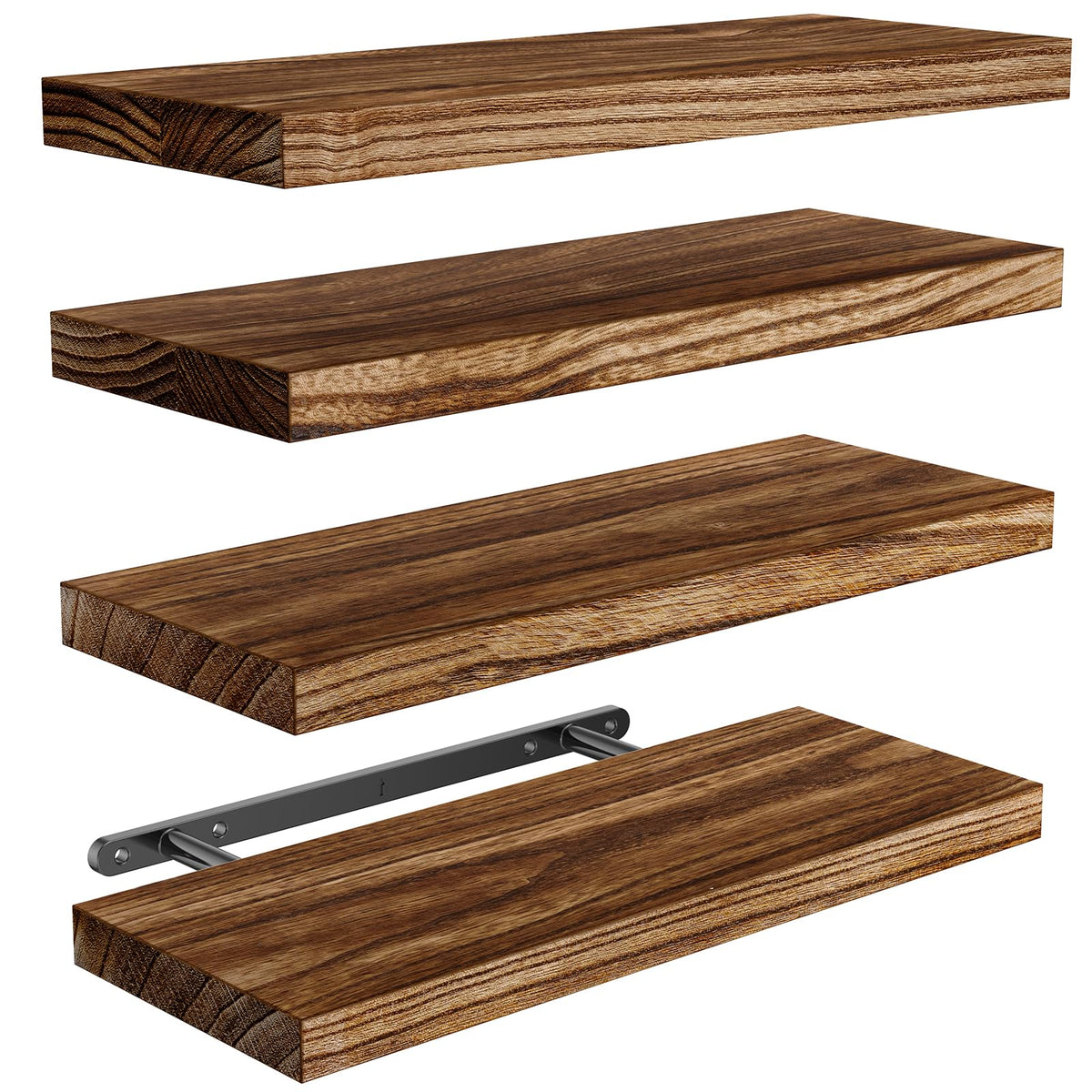 AMADA HOMEFURNISHING paulownia wood wall shelves with natural finish for durable storage