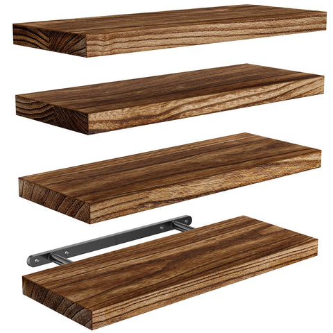 AMADA HOMEFURNISHING paulownia wood wall shelves with natural finish for durable storage