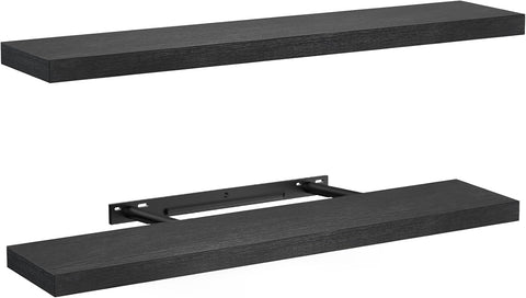 AMADA HOMEFURNISHING floating shelves black wall-mounted front view for decor display