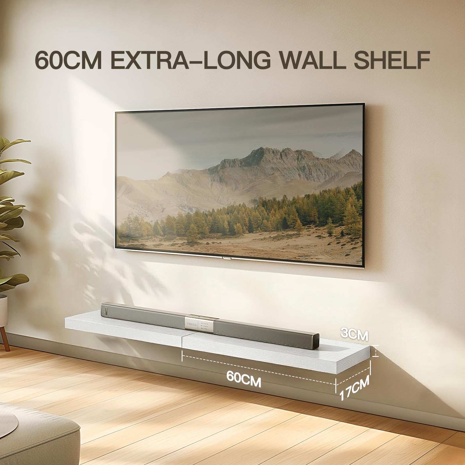AMADA HOMEFURNISHING white floating shelves in bedroom for tidy storage and decor