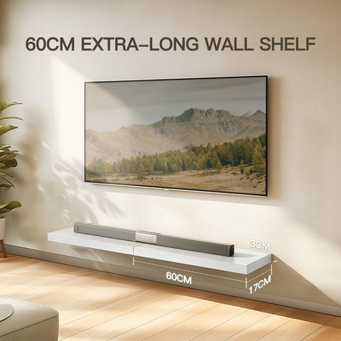 AMADA HOMEFURNISHING white floating shelves in bedroom for tidy storage and decor